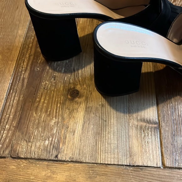 Gucci Black Suede GG Marmont Fringe Slide Sandals - Picture 6 of 13